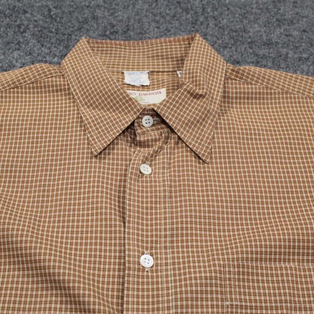 Luciano Barbera Plaid‎ Long Sleeve Button Up Shirt Men's XL Made in Italy